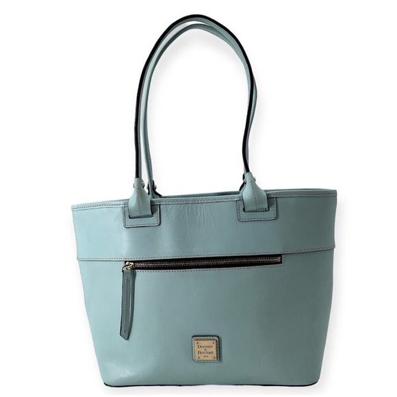 Dooney & Bourke Mint Green Vachetta Leather Beacon Zip Tote Handbag Purse - Picture 1 of 16